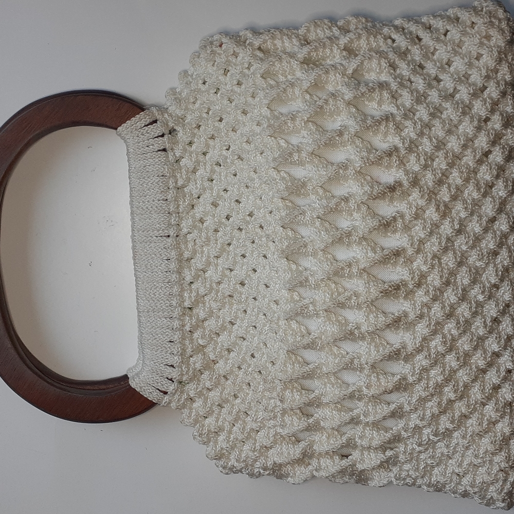 Vintage custom made knitted white bag